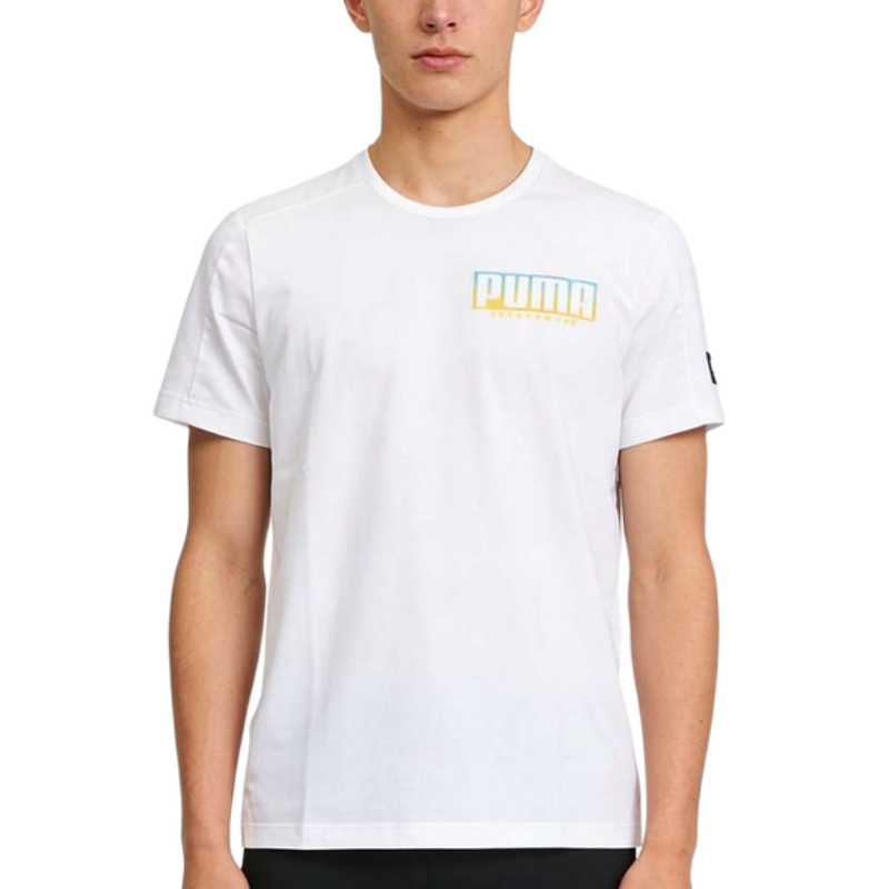 PUMA PUMA T Shirts Men's White Crew Neck Moderate