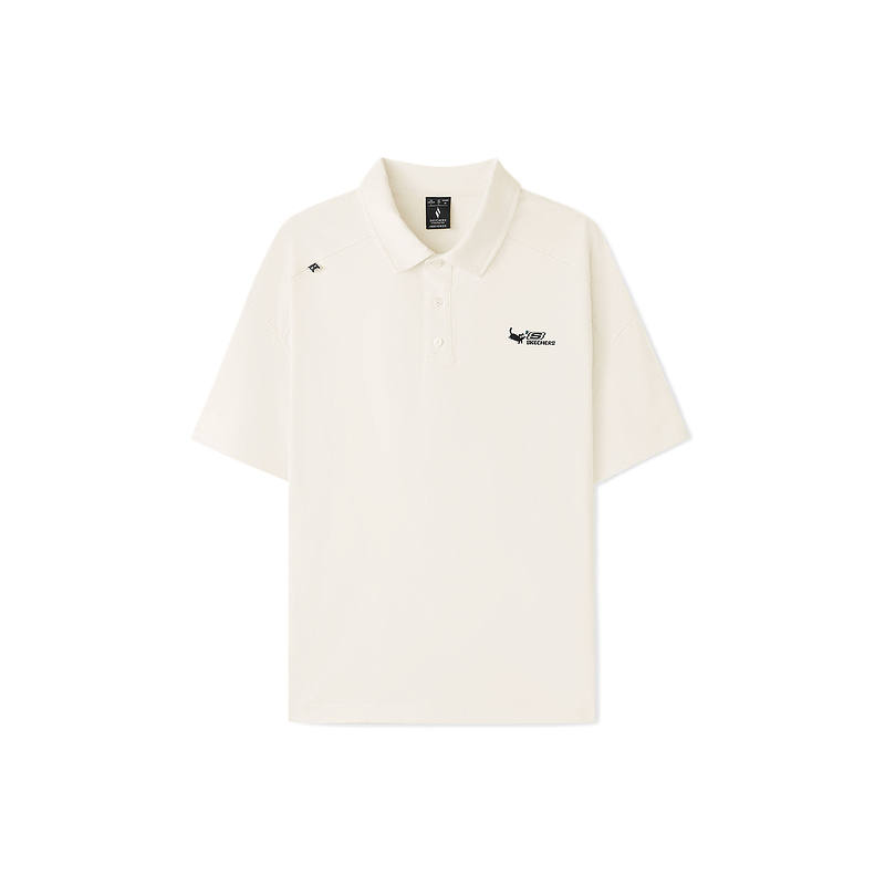 Skechers Polo Shirts Unisex Marshmallow White 0074 Polo Collar Moderate