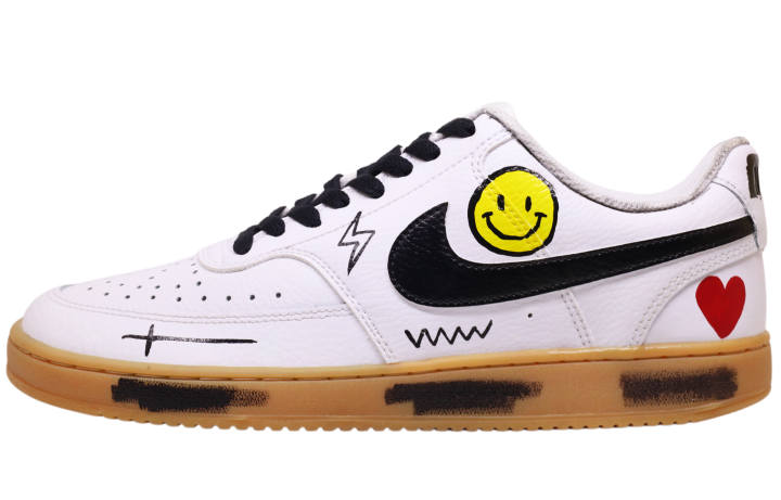 Nike Nike Court Vision 1 Pu Abrasion Resistant Low top Skateboard Shoes Men's White