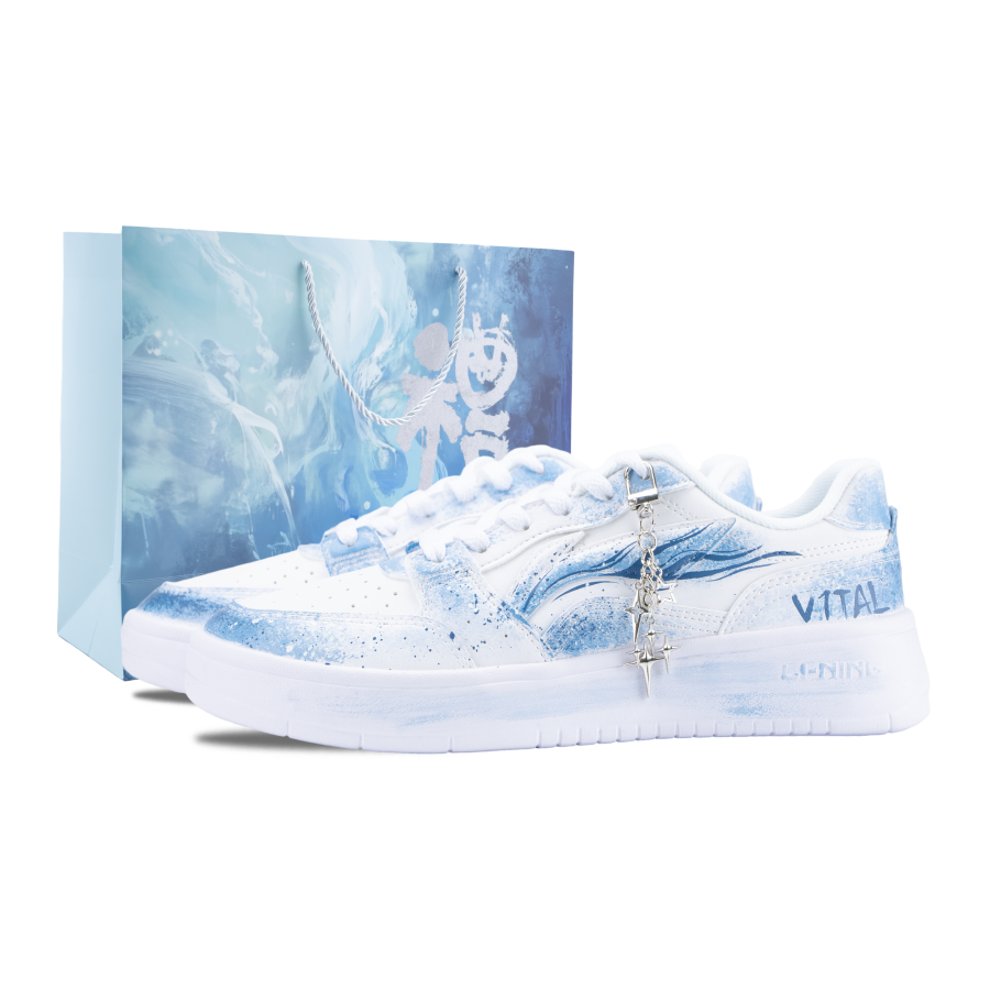 Li-Ning Li Ning Sycee Cyan Sky Wave Cushioning Height Increasing Abrasion Resistant Slip Resistant Low top Skateboard Shoes