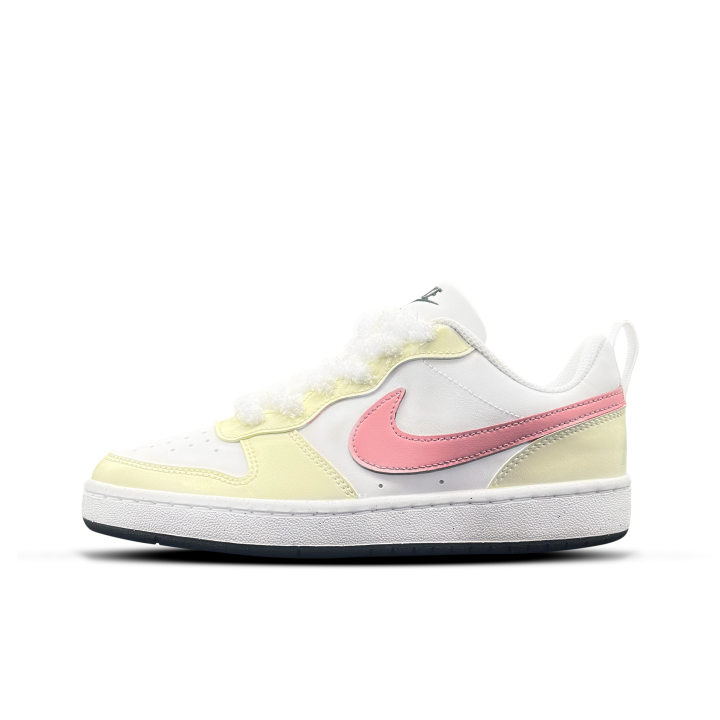 Nike Nike Court Borough White Peach Cream Puff Synthetic Leather Abrasion Resistant Slip Resistant Low top Skateboard Shoes