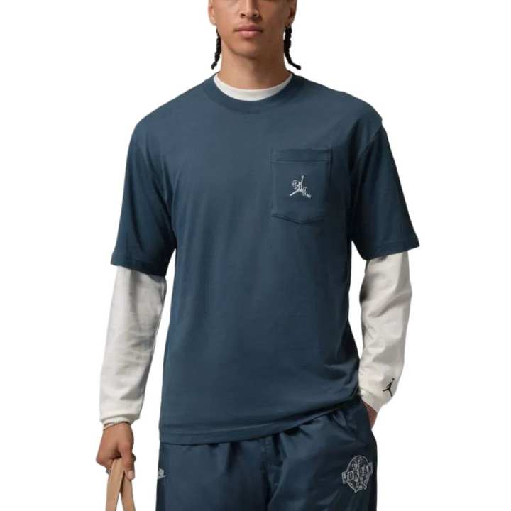 Jordan Jordan Air T Shirts Men's Squadron Blue/Ring Crew Neck Moderate