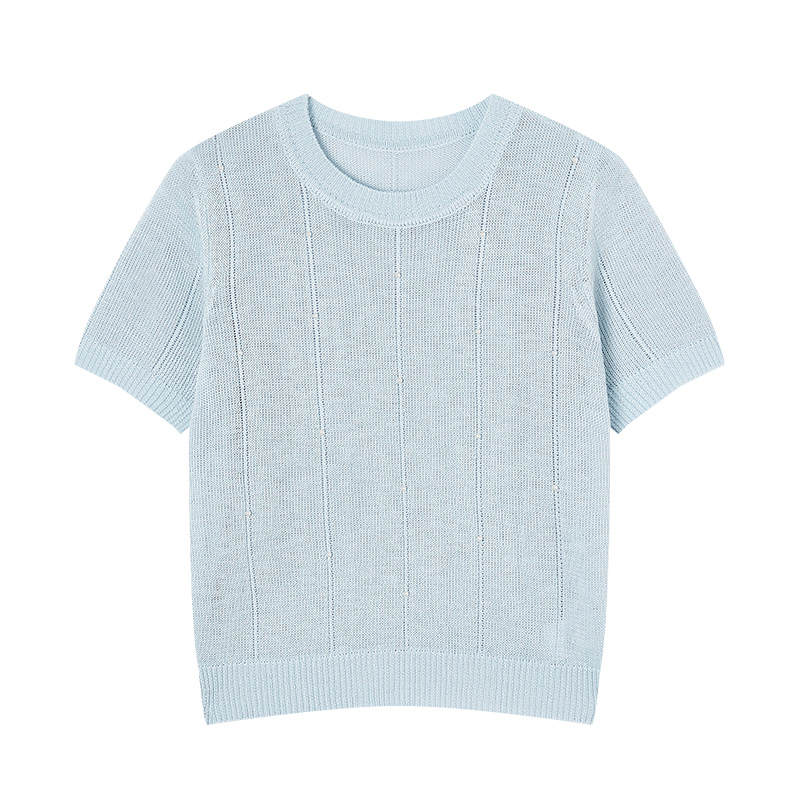 XIANGYING Knitwear Women's Nautical Blue Crew Neck Thin A Line