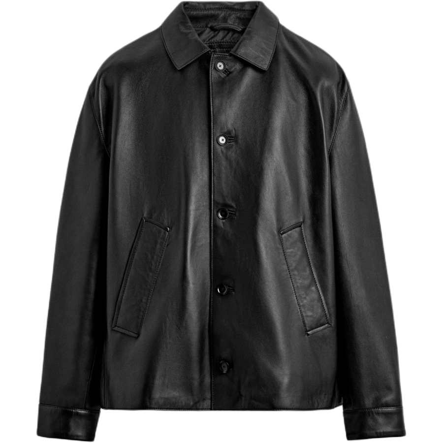 ZARA ZARA Leather Jackets Unisex Black Lapel Moderate