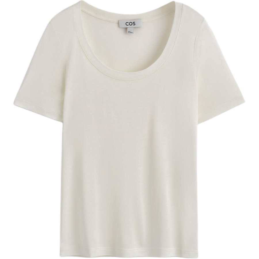 COS T Shirts Women's Ivory White Crew Neck