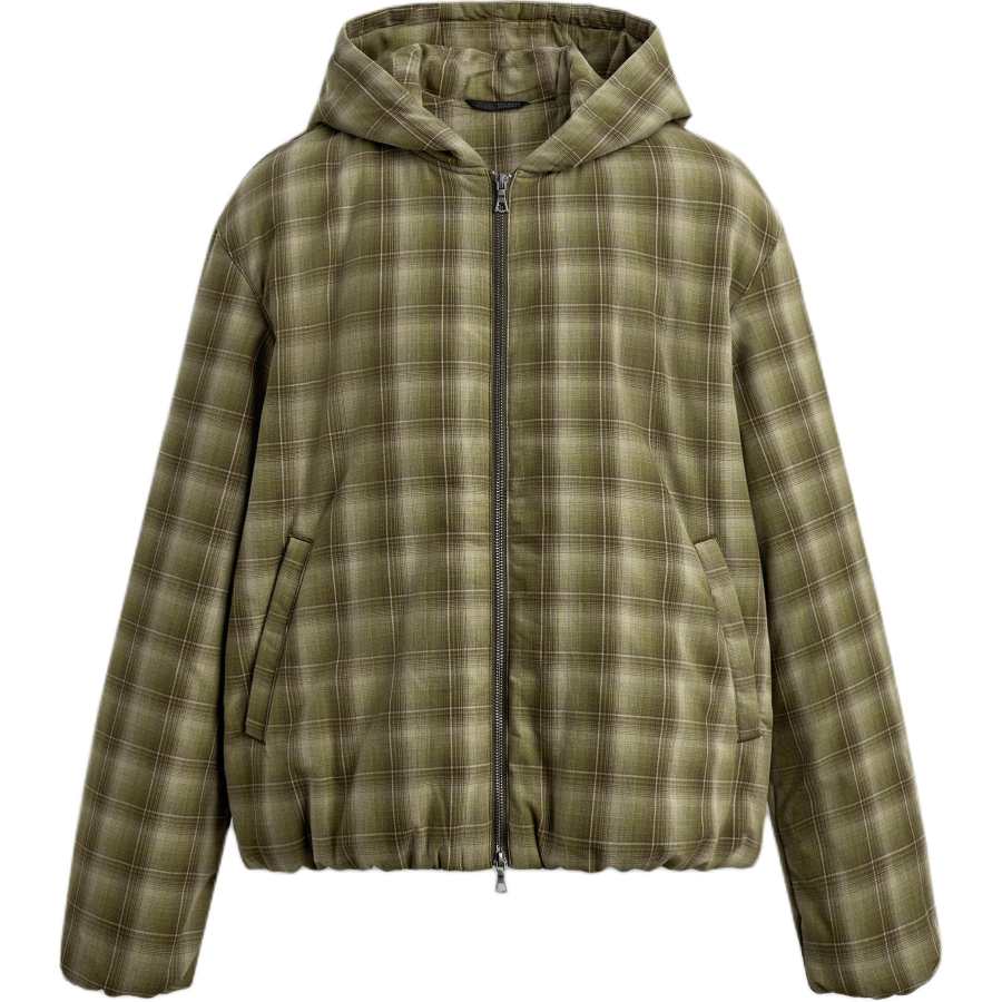 ZARA Puffer Jackets Men's Light Green Hooded Non Detachable Moderate