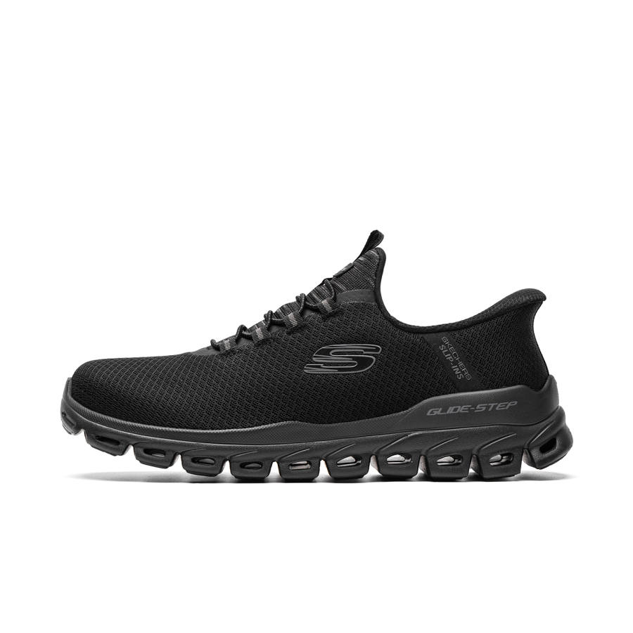 Skechers Fabric Cushioning Breathable Lightweight Low top Casual Sprint City Commuting Running Shoes Men's Black