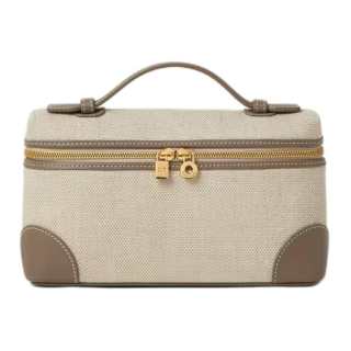 Loro Piana ExtraPocket Cotton With Linen Box Bag Handbag Women's Natural & Apricot & Sun Gold