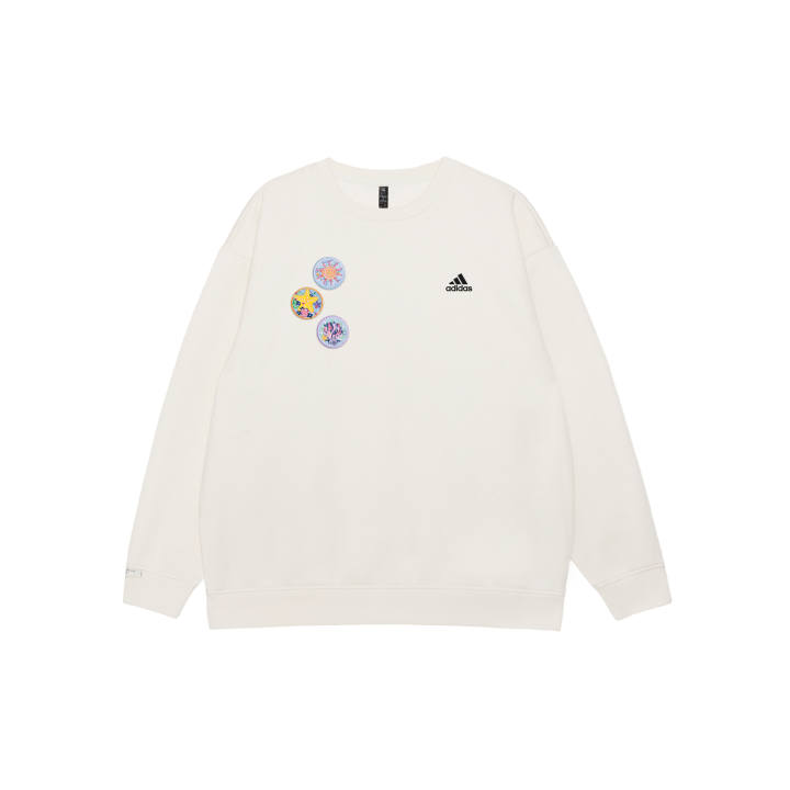 Adidas Adidas LABEL Sweatshirts Unisex White Crew Neck Moderate Regular