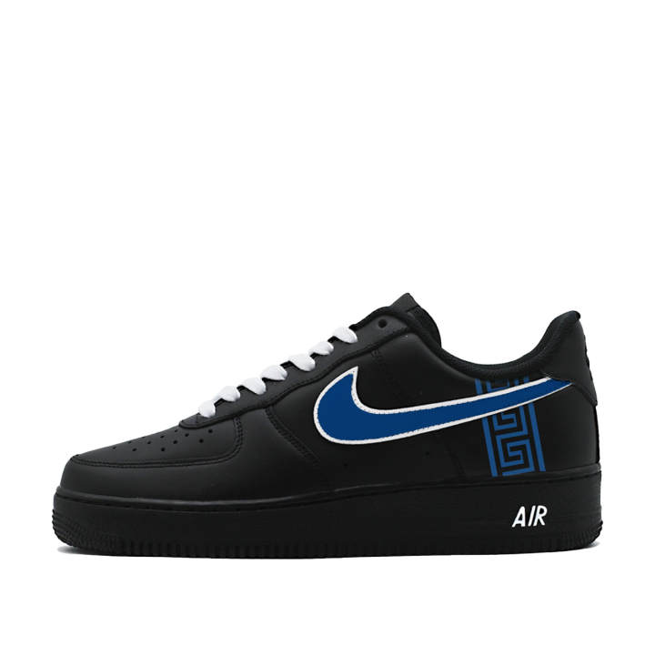 Nike Nike Air Force 1 Power Of The Paper Clip Abrasion Resistant Slip Resistant Low top Skateboard Shoes Unisex Black Blue