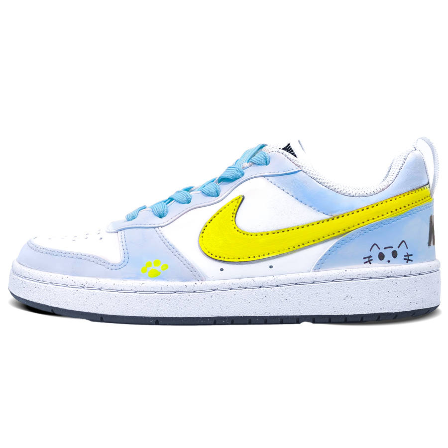 Nike Nike Court Borough Mint Cat Synthetic Leather Low top Kids' Skateboarding Shoes Fresh Blue White Teenagers