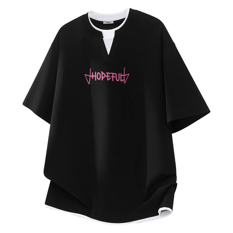 MINISO MINISO T Shirts Unisex Crew Neck Moderate Mock Two Piece