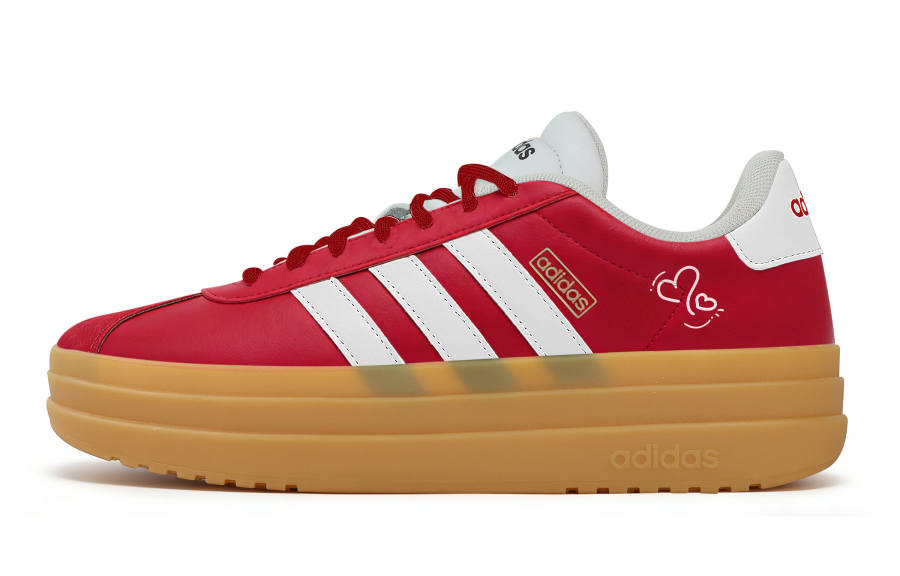 Adidas Adidas VL Court Bold Heartbeat Abrasion Resistant Slip Resistant Low top Skateboard Shoes Women's Red