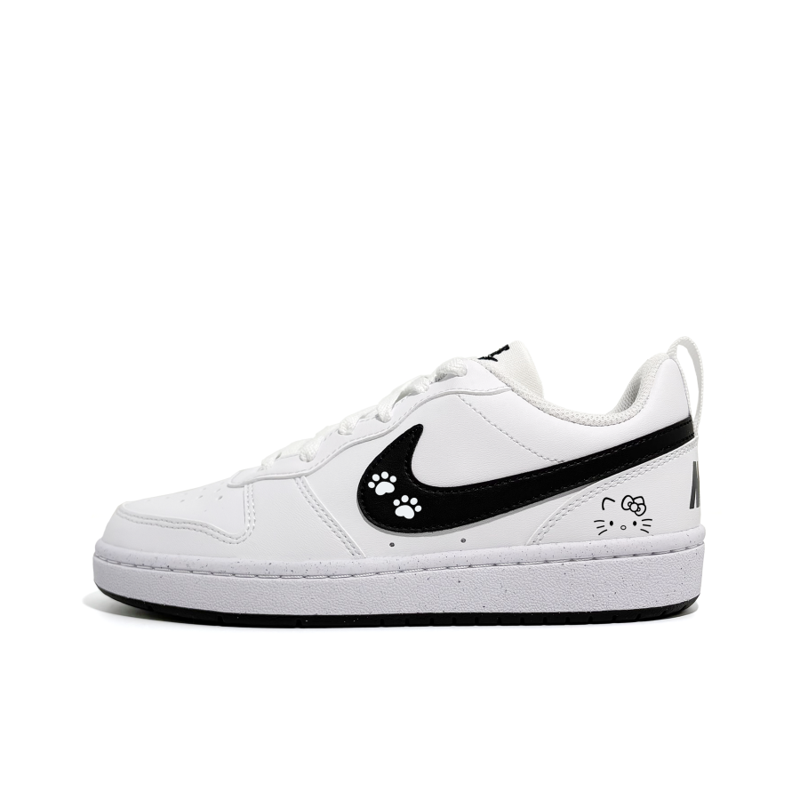 Nike Nike Court Borough Cute Kitten Abrasion Resistant Kids' Skateboarding Shoes Black White Teenagers