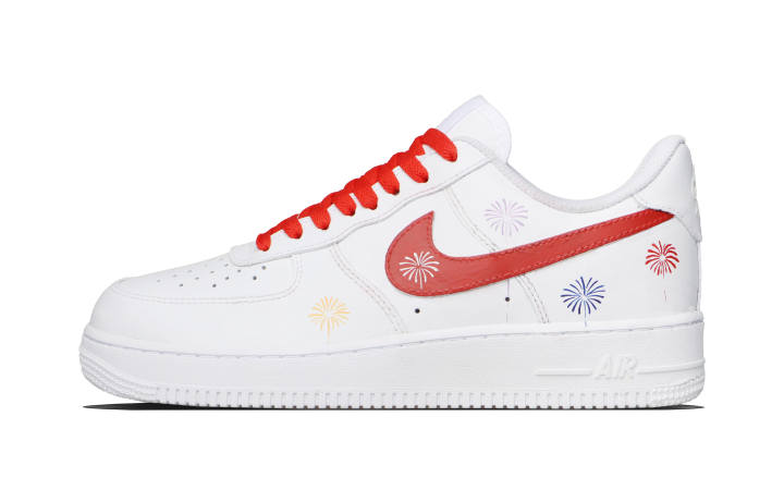 Nike Nike Air Force 1 Sparkle Cow Leather Abrasion Resistant Low top Skateboard Shoes Unisex Red