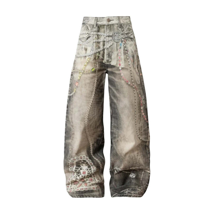 FINDSME GAGA Jeans Women's Moderate Wide Leg Pants