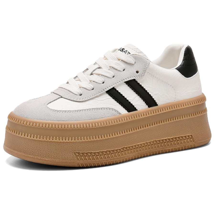 ST&SAT Synthetic Leather, Split Cow Leather Lightweight Low top Skateboard Shoes 5.5CM Women's