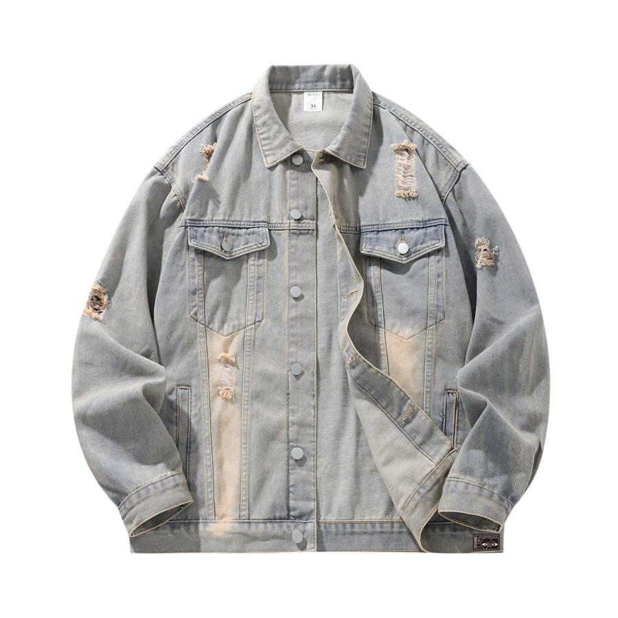 GWAF Denim Jackets Unisex Lapel Moderate Multi Pocket 3 Pcs Or Two Above
