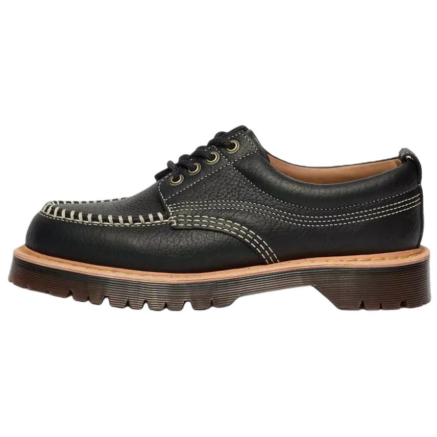 Dr.Martens Lowell Wild Grain Leather Minimalist Fashion Casual Leather Shoes Unisex Black