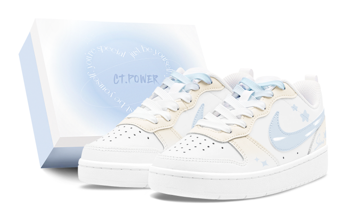 Nike Nike Court Borough Romantic Spring, Sea Salt Star, Couple's, Refreshing Abrasion Resistant Slip Resistant Low top