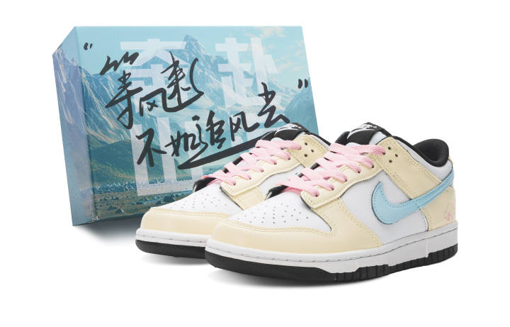Nike Nike Dunk Abrasion Resistant Slip Resistant Low top Skateboard Shoes Unisex Yellow White Blue