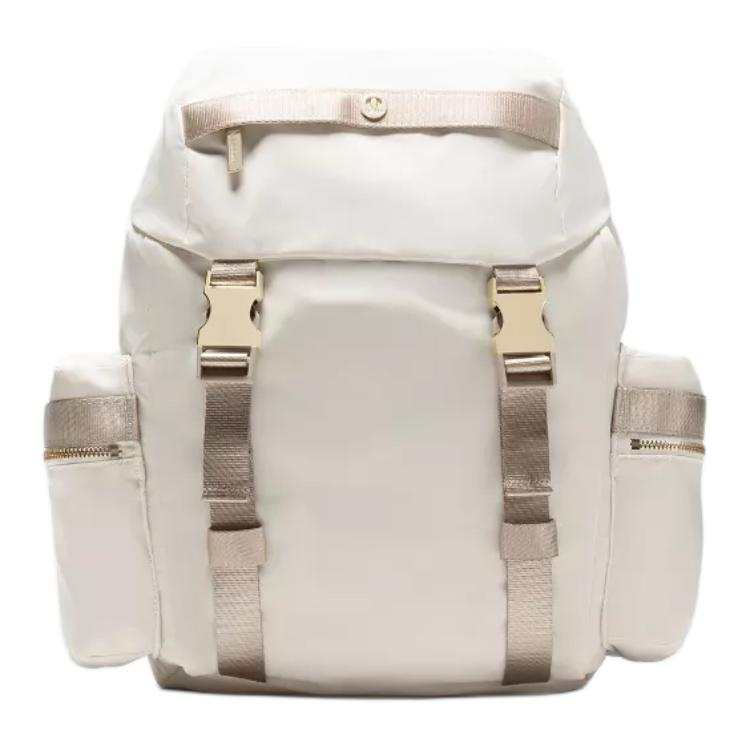 Lululemon Wunderlust Nylon Backpack Mini Unisex Light Ivory White & Playful Khaki & Gold