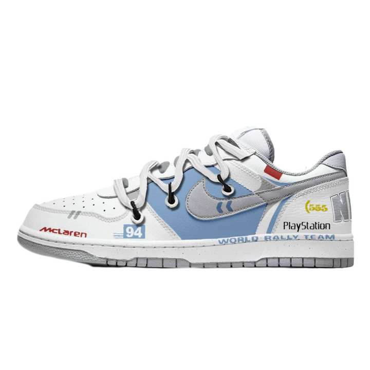Nike Nike Big Starting Line Leather Abrasion Resistant Breathable Low top Skateboard Shoes Unisex White, Blue