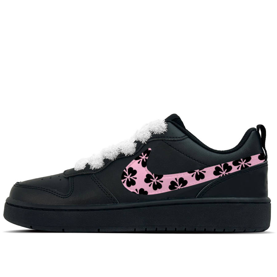 Nike Nike Court Borough Cherry Blossom Whisper 1 Leather Low top Kids' Skateboarding Shoes Black Teenagers