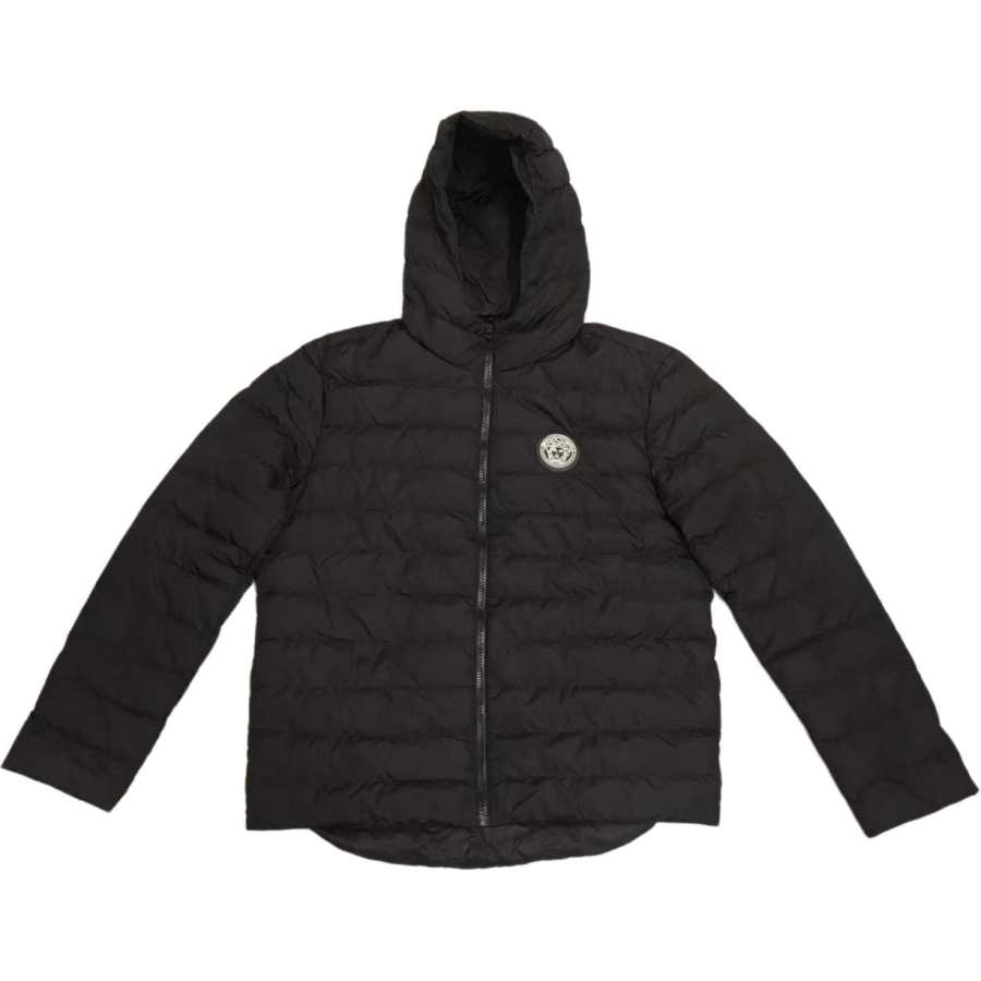 VERSACE Down Jackets Men's Black Hooded Non Detachable Moderate Straight Fit