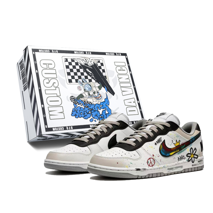 Nike Custom Shoes Nike Big Low Lux Graffiti Daisy, Box Low top Skateboard Shoes Men's Spot Multicolor