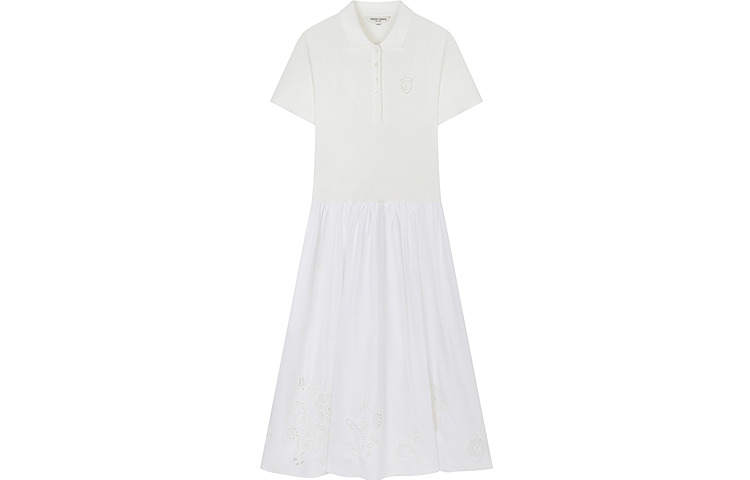 Teenie Weenie Short Sleeved Dresses Women's White V Neck Moderate
