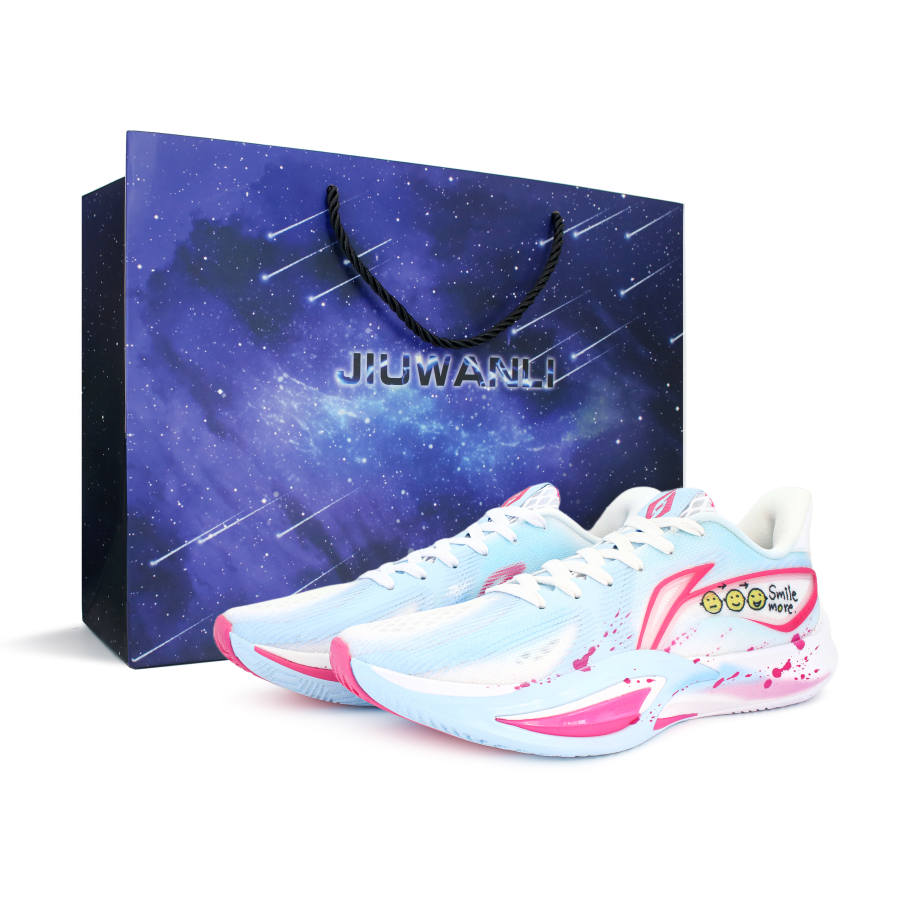 Li-Ning Li Ning Speed 3 Rebound Grip Support Lightweight Breathable Low top BOOM Technology Basketball Shoes Men's Blue Pink