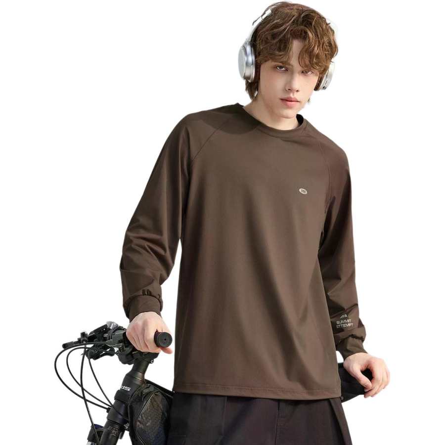 Tonlion T Shirts Men's Dark Coffee Crew Neck Moderate Straight Fit