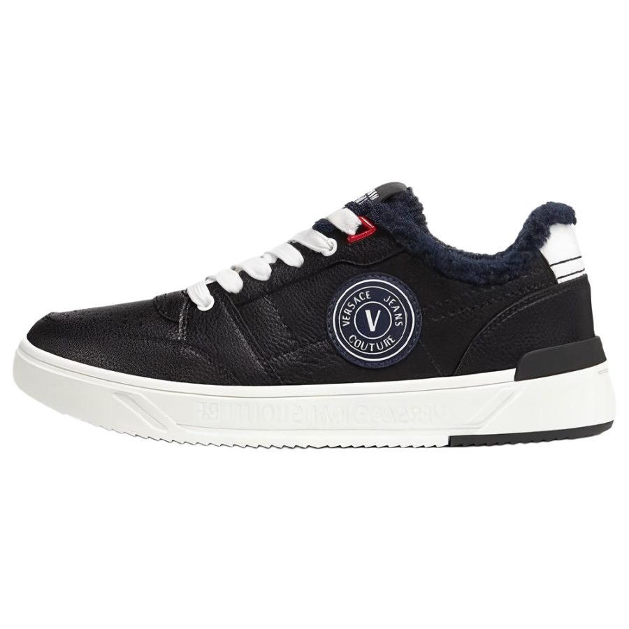 VERSACE JEANS COUTURE STARLIGHT Cow Leather Low top Skateboard Shoes Men's Black