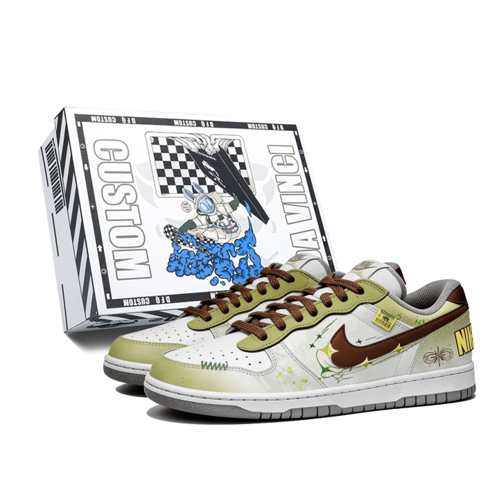 Nike Custom Shoes Nike Big Low Lux Spring Wilderness Box Low top Skateboard Shoes Men's Green