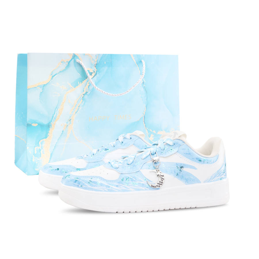 Anta Easy Ice Blue Seiko, Shopping Bag Height Increasing Abrasion Resistant Low top Skateboard Shoes Unisex Blue