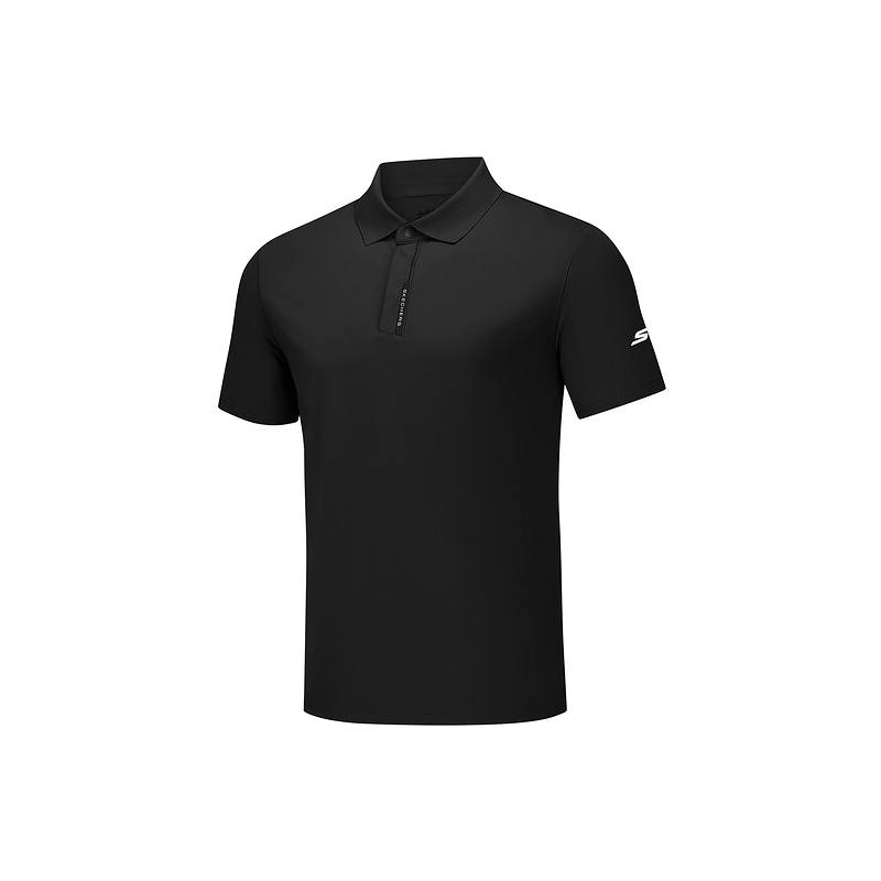 Skechers Polo Shirts Men's Carbon Black 0018 Polo Collar Moderate