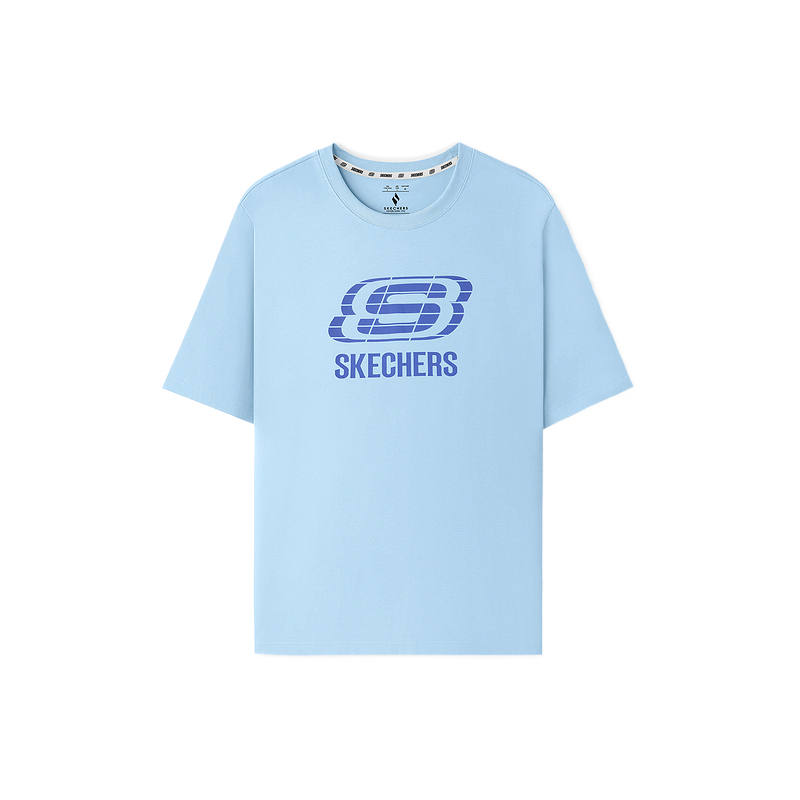 Skechers T Shirts Men's Cerulean Sky 0147 Crew Neck Moderate