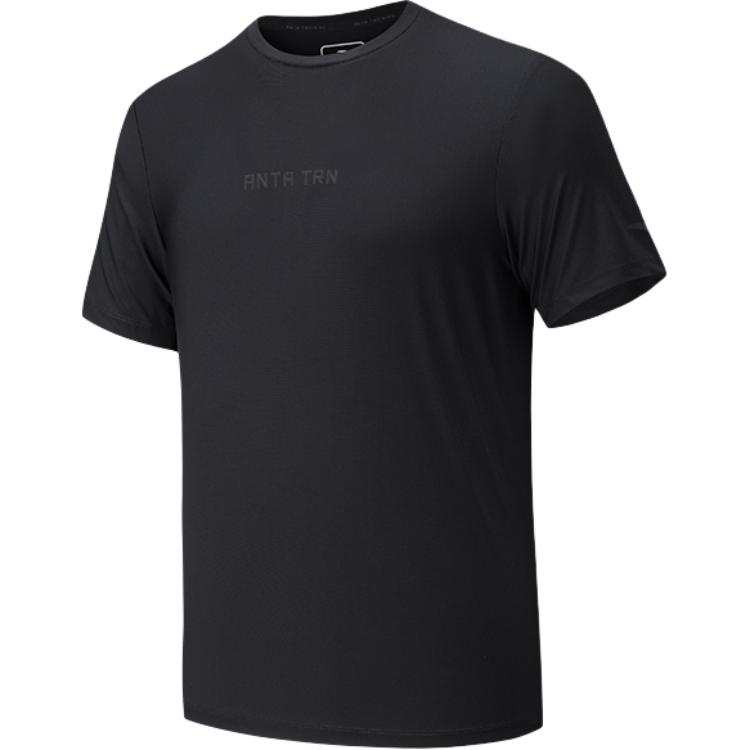 ANTA T Shirts Men's Black Crew Neck Moderate Straight Fit