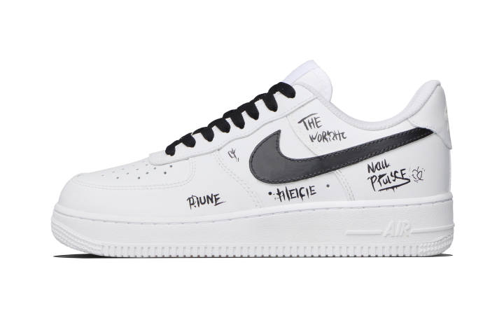 Nike Nike Air Force 1 Disordered Sequence Cow Leather Abrasion Resistant Low top Skateboard Shoes Unisex Black