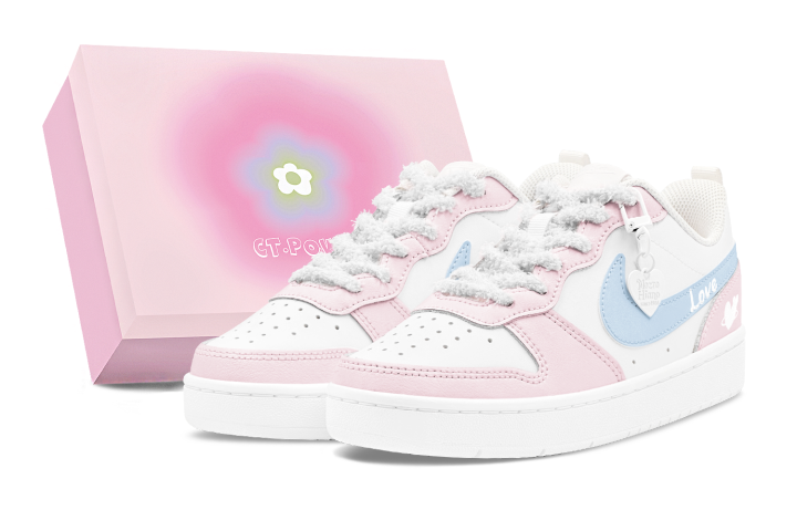 Nike Nike Court Borough Sweet Dream Letter, Couple's, Heart, Cute, Girlish, Active Abrasion Resistant Slip Resistant Low top