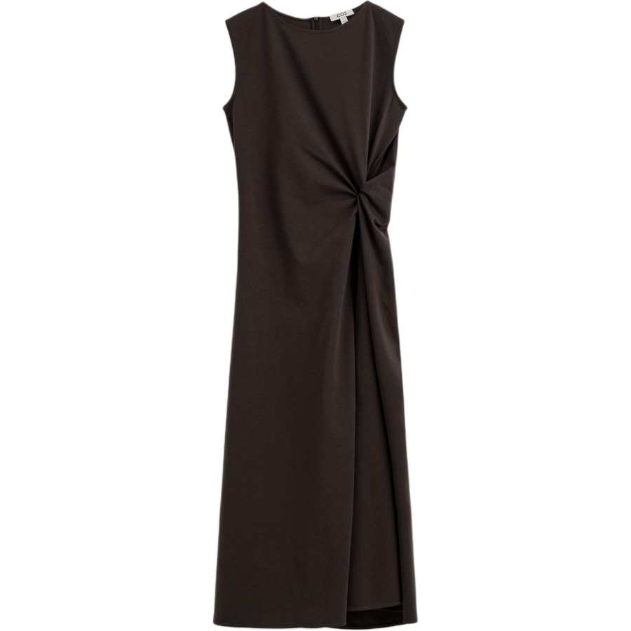 COS Sleeveless Dresses Women's Dark Brown Crew Neck Moderate Mid Length