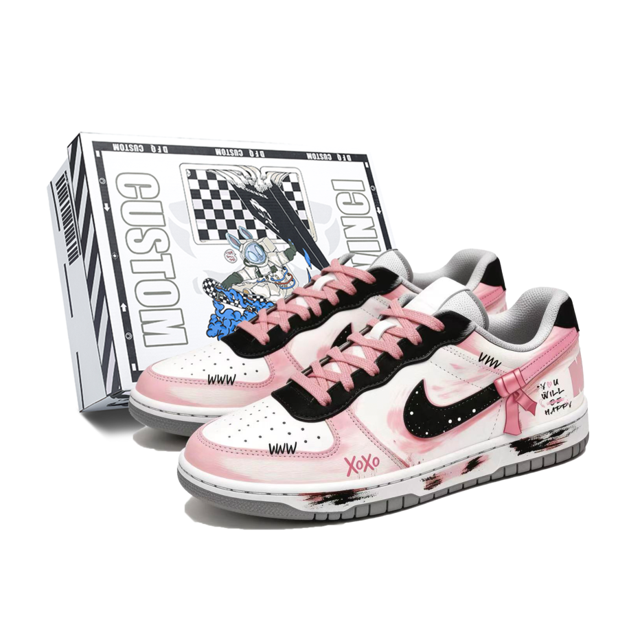 Nike Custom Shoes Nike Big Low Lux Dusty Pink Love Letter Box Low top Skateboard Shoes Men's Pink