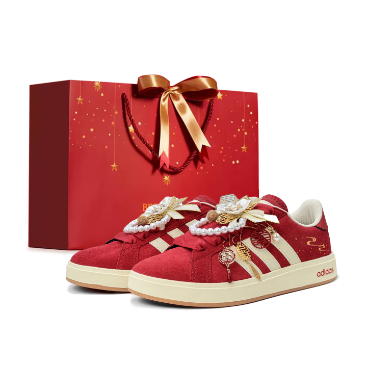 Adidas Adidas Grand Court Base 00s Happiness Wave Cloud Pattern Skateboard Shoes Unisex Red