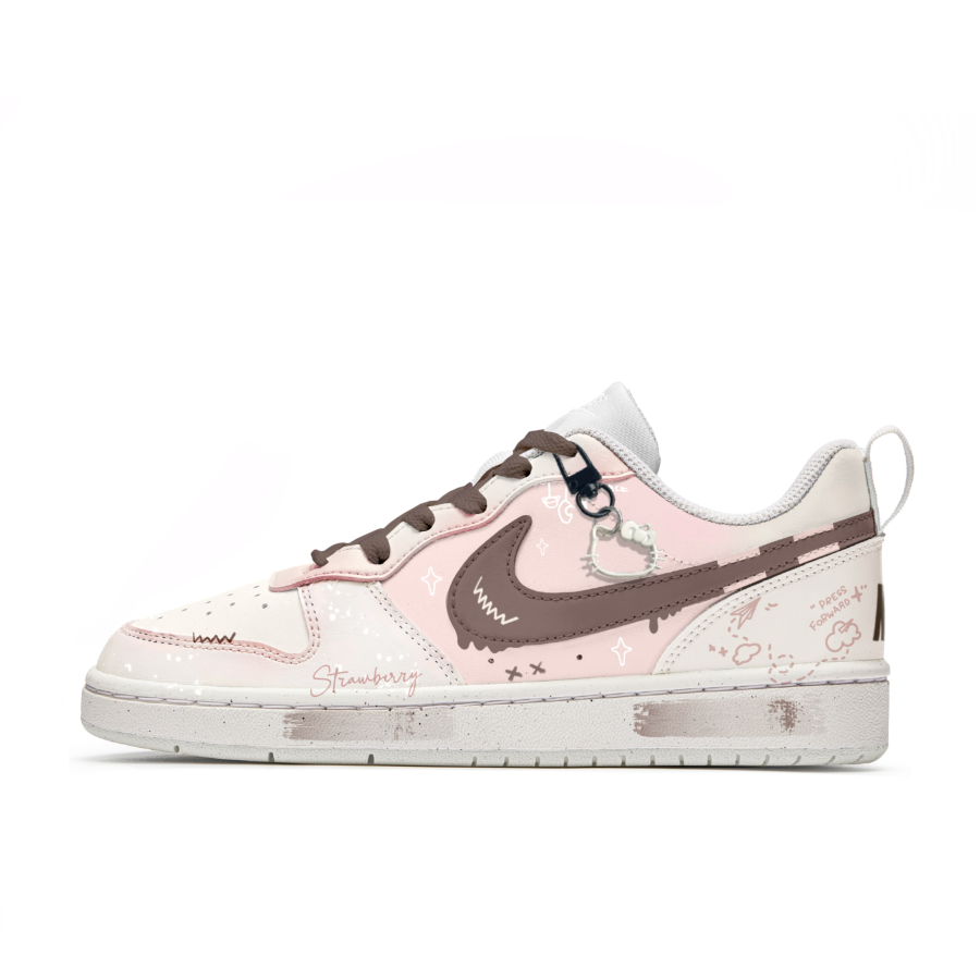 Nike Nike Court Borough Mechanical Magic, Sweetheart Fruit Wine Lake Cushioning Abrasion Resistant Slip Resistant Low top