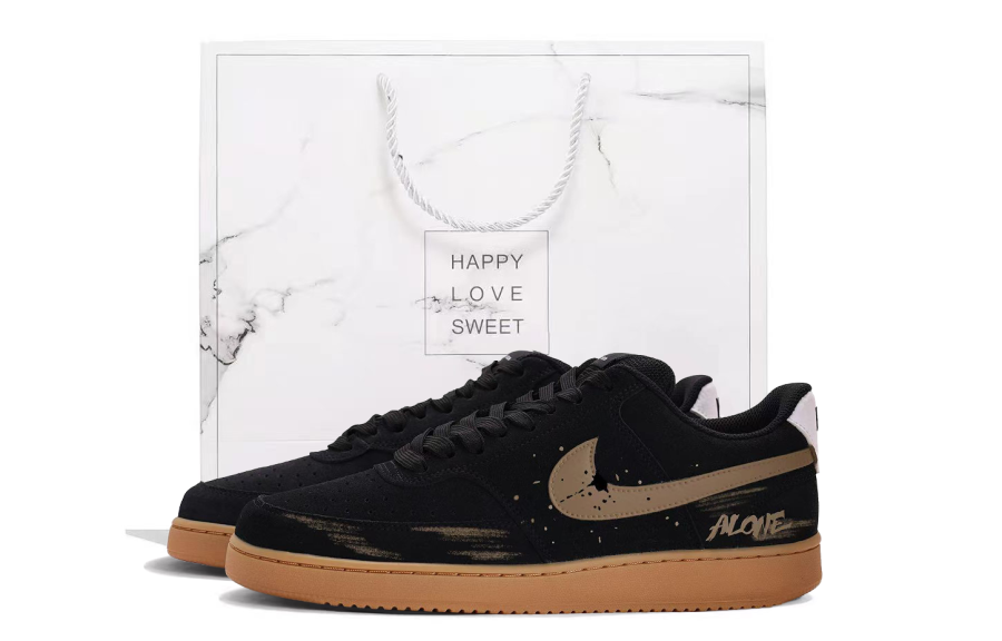 Nike Nike Court Vision Coverage Abrasion Resistant Slip Resistant Low top Skateboard Shoes Unisex Black Brown