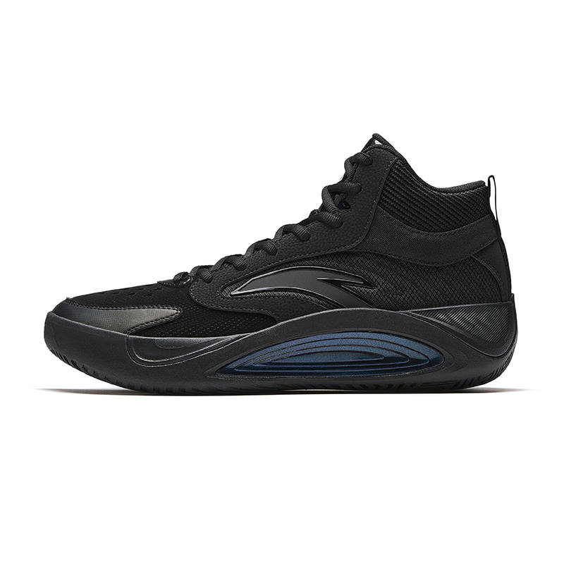 Anta Wind Tunnel 6 Textile, Synthetic Leather Mid top Basketball Shoes Men's Basic Black