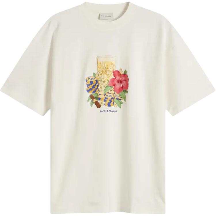 Drole De Monsieur Hibiscus Club Print T-Shirt