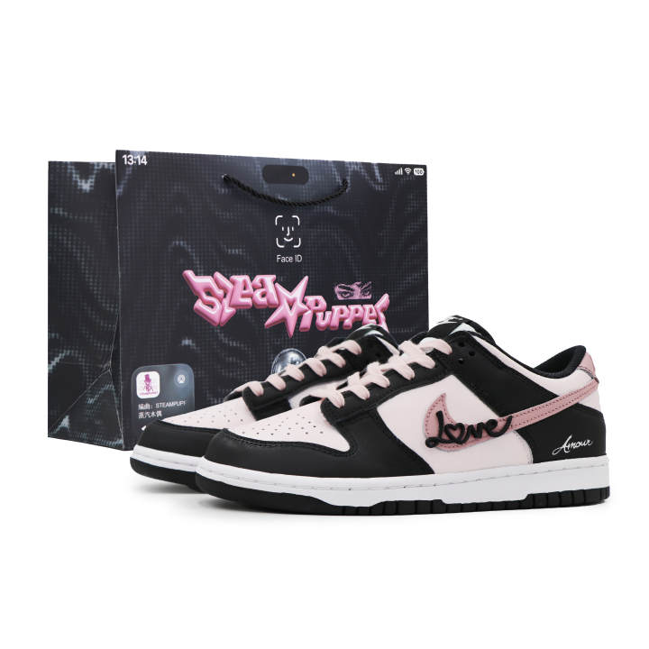Nike Nike Dunk Abrasion Resistant Slip Resistant Low top Kids' Skateboarding Shoes Black Pink