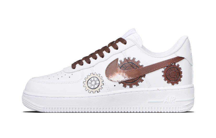 Nike Nike Air Force 1 Mechanical Heart Cow Leather Abrasion Resistant Low top Skateboard Shoes Unisex Umber